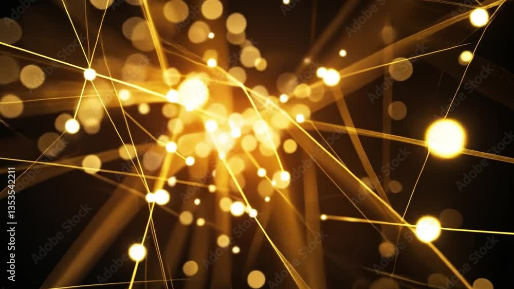 Poster mesmerizing abstract background with golden lights and lines glowing display of depth, energy, excit