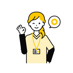 上半身のポーズ_シンプルな介護士の女性08