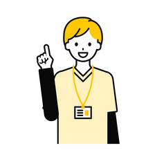 上半身のポーズ_シンプルな介護士の男性03