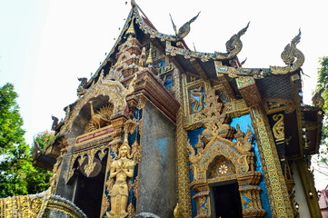 Chapel, Lanna Architecture, Symbols of Buddhism, South East Asia at Wat Khong Khao, Hang dong District Chiang Mai, Northern Thailand