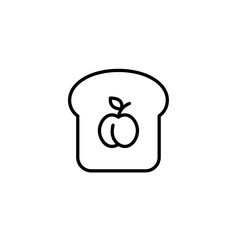 Plum jam on toasted bread. Breakfast sandwich with sweet marmalade. Pixel perfect, editable stroke vector icon