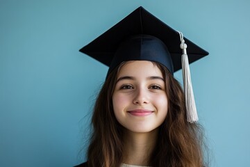 Smiling young graduate wearing a square academic graduation hat
