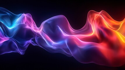 Abstract Colorful Wavy Mesh Forms Dynamic Movement Across Space