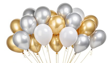 Golden and Silver Balloons Bouquet Cluster Composition, Shiny Surface, Celebration Concept,Party Decor Balloons,Party Decoration