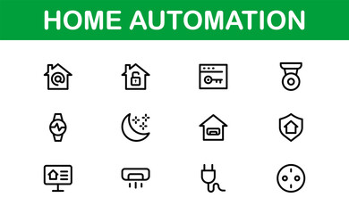 Professional Home Automation Icon Set Vector Illustration. Most Useful Icons for Smart Devices, Automation Systems, and Home Control Features.