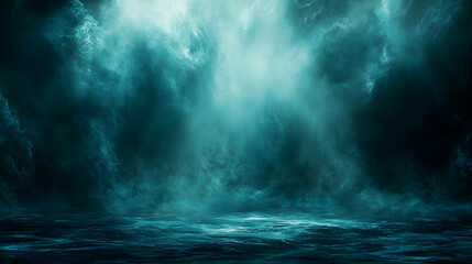 Dramatic Digital Backdrop of Underwater Scene with Ethereal Effects