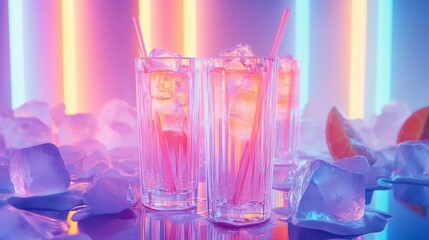 Colorful Drinks with Ice