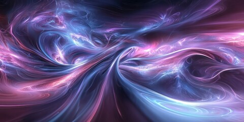 A surreal composition with glowing fluid streams flowing in a futuristic setting