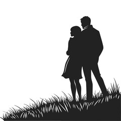 Romantic Couple Silhouette Vector