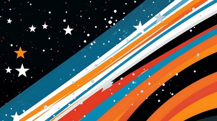 Abstract Diagonal Stripes Stars and Dots Design