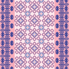 Blue and Pink Thai Lanna North Thailand pattern for fabric and background.