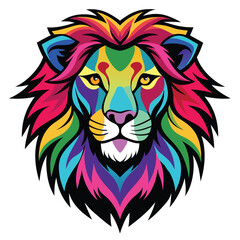 Obraz premium Vector drawing of a colorful lion head on a white background