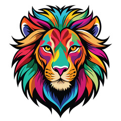 Obraz premium Vector drawing of a colorful lion head on a white background