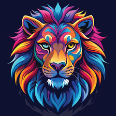 Obraz premium Vector drawing of a colorful lion head on a white background