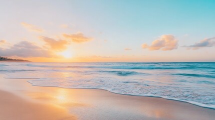Fototapeta premium Peaceful Sunset Beach Ocean Waves.