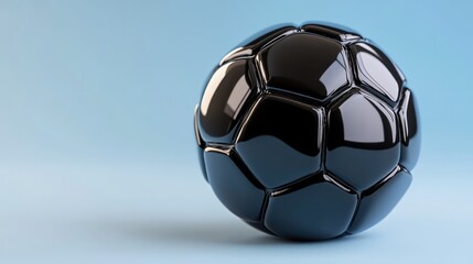 Naklejka premium Black soccer ball on blue background