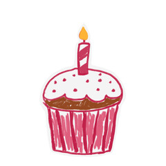 Hand-drawn Cupcake with Candle
