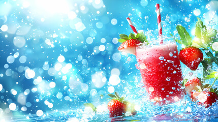 Refreshing Strawberry Smoothie Splash