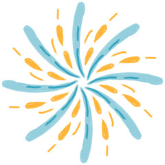 Abstract Spark Burst Graphic in Blue and Yellow