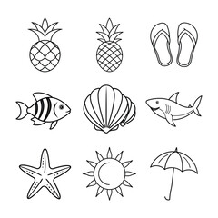 summer vacation line art element