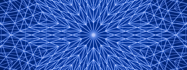 Abstract concentric blue neon lines background