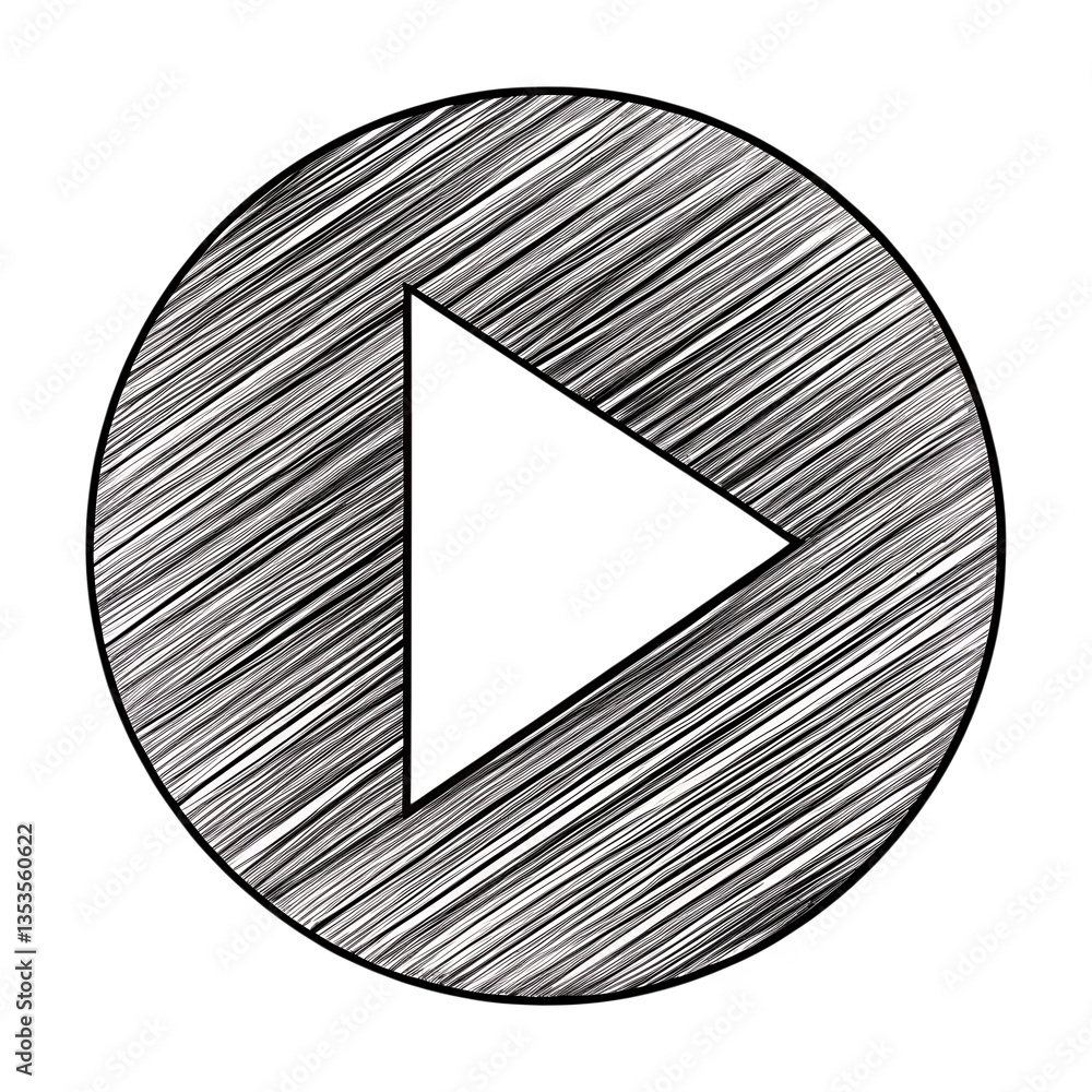 Poster play button icon sketch style graphic design element digital art illustration isolated on white or t