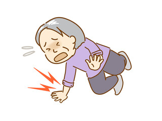 転ぶ高齢者、骨を折る、骨粗しょう症