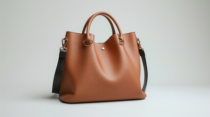 A minimalist designer handbag in soft Italian leather.  HD 8K wallpaper Photographic Image
