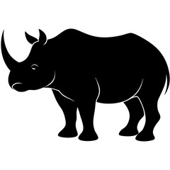 Black rhino silhouette vector illustration 