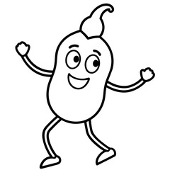 Cartoon style dancing vegetable line art vector illustration 