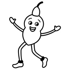 Cartoon style dancing vegetable line art vector illustration 