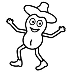Cartoon style dancing vegetable line art vector illustration 