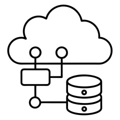 Cloud computing and data storage line art vector illustration 