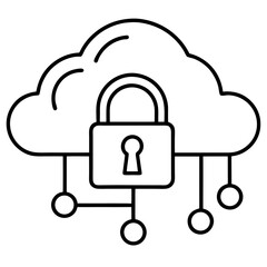 Cloud computing and data storage line art vector illustration 
