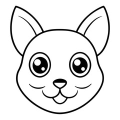 Cute animal faces with big eyes line art vector illustration  