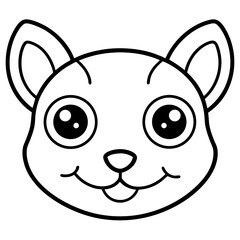 Cute animal faces with big eyes line art vector illustration  