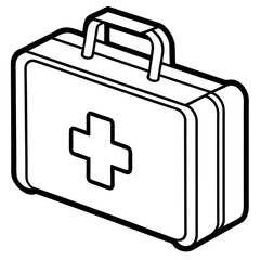 Fototapeta premium First aid kit line art vector illustration 