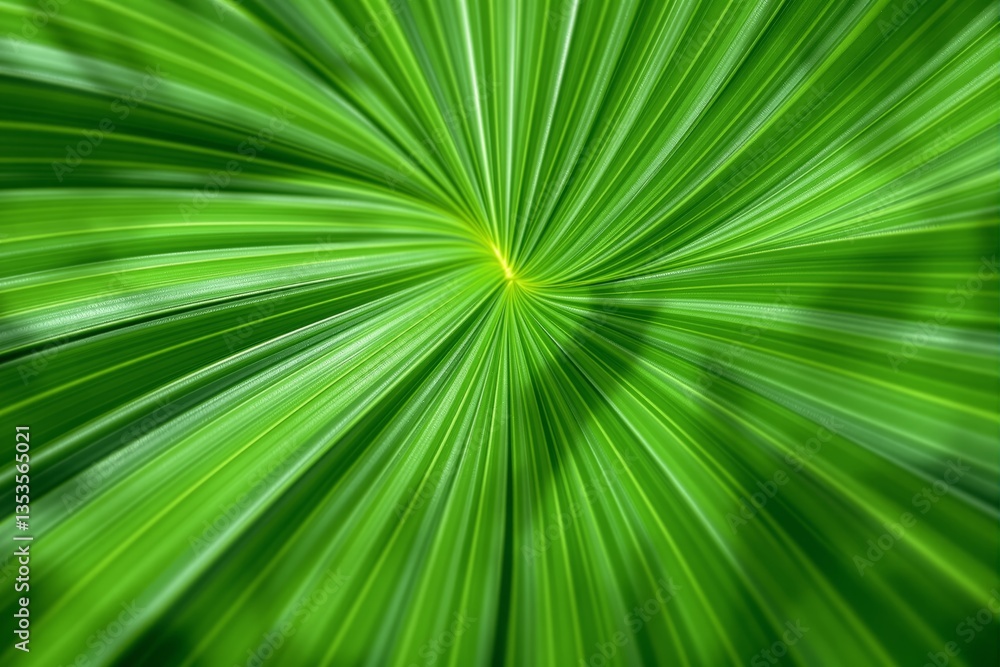 Poster abstract close-up of green palm leaf with radial pattern.
