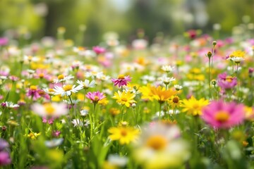 Colorful wildflower meadow in full bloom.