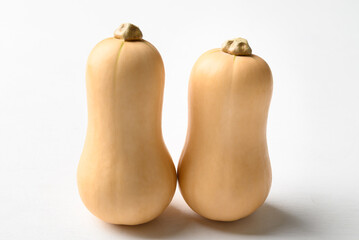 Fresh butternut squash pumpkin on white background