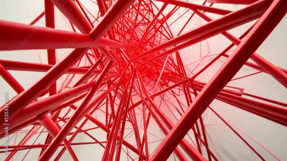 Poster dynamic abstract architecture exploring modern geometric design through striking red lines and intri