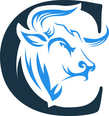 letter c bull logo, bull logo, wordmark, logo, icon, symbol, design, template, elements, Brand, branding, company, corporate, identity, logotype, bussines, finance, insurance, health