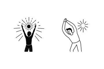 Sun Salutation Yoga Pose, Wellness, Fitness, Health, Energy, Vitality, Silhouette, Line Art, Exercise