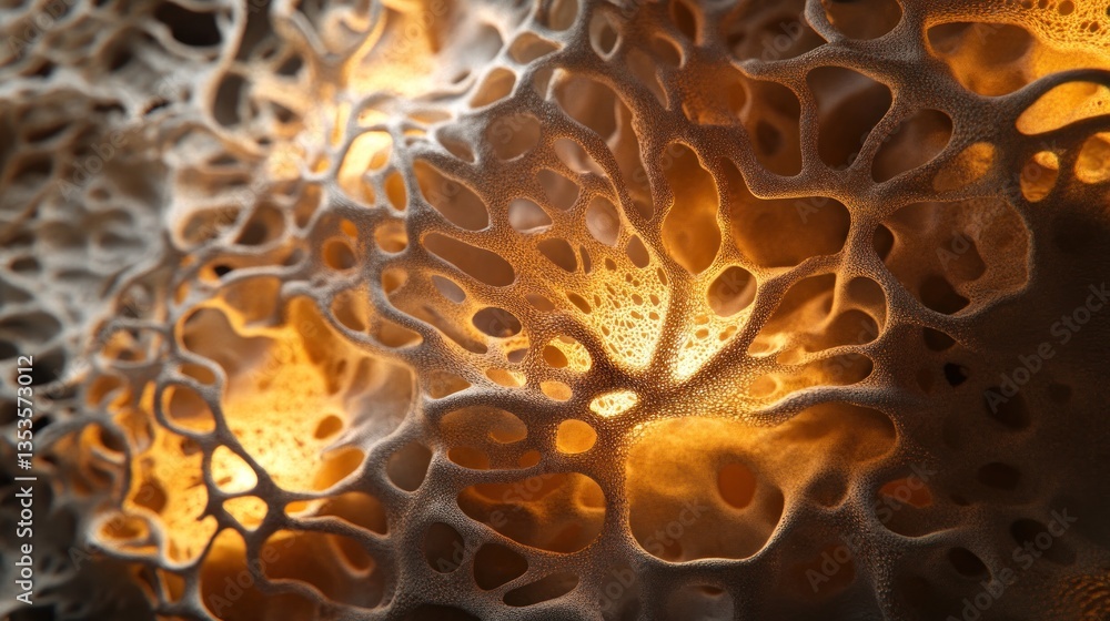Poster illuminated cellular structure: a macro view of intricate organic forms