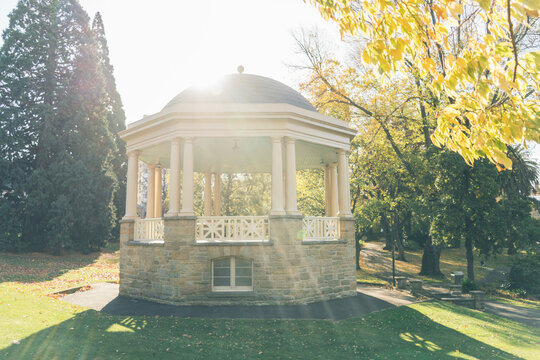 Empty gazebo in urban park