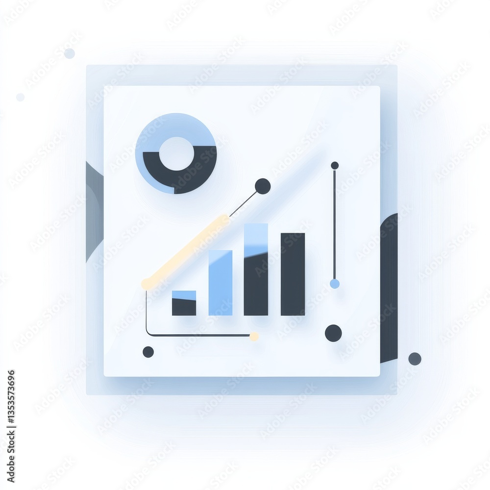 Aufkleber data analysis and visualization in minimalist style: charts, graphs, and insights