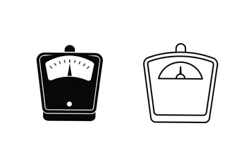 Bathroom Scale Icons Filled and Outline Weight Measurement