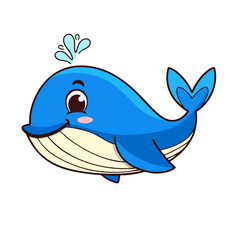 Cheerful Cartoon Blue Whale Illustration