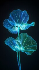 digital technology blue and black glowing lotus leaf illustration poster background
