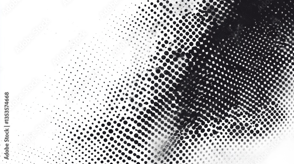 Poster abstract black and white dotted pattern creating a dynamic visual effect with a modern artistic flai